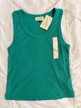 Universal Thread Women's Ribbed Scoop Neck Tank Top - Teal Green
